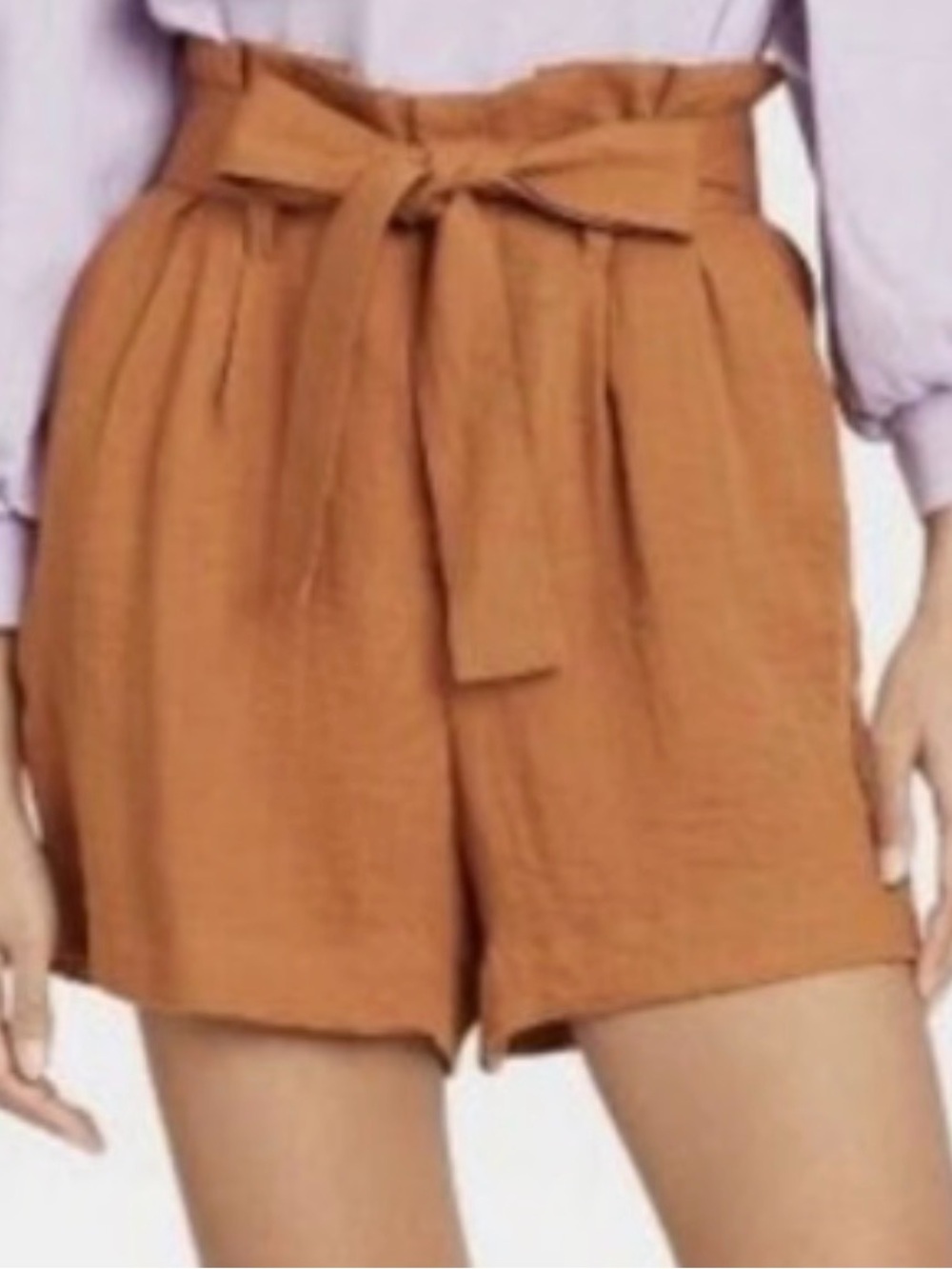 American Eagle Rust Paperbag Shorts XS Tie Waist High Rise